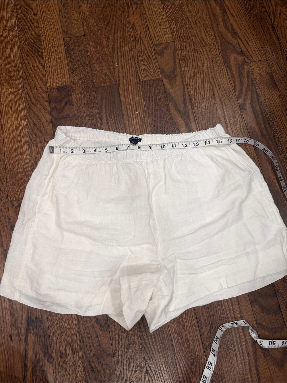 J. Crew White Linen-Blend Elastic Waist Shorts